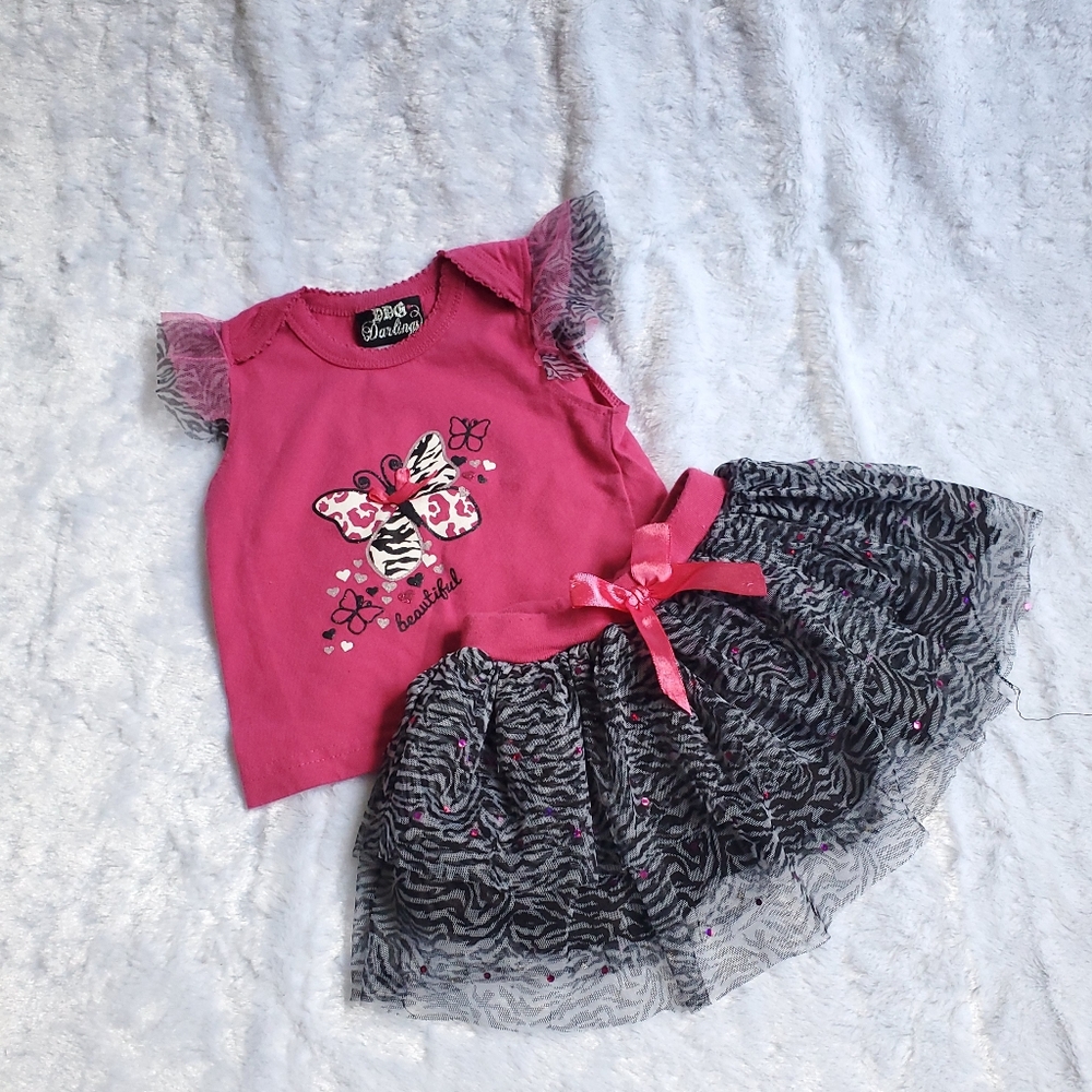 18M Pink and Zebra Tutu skirt set